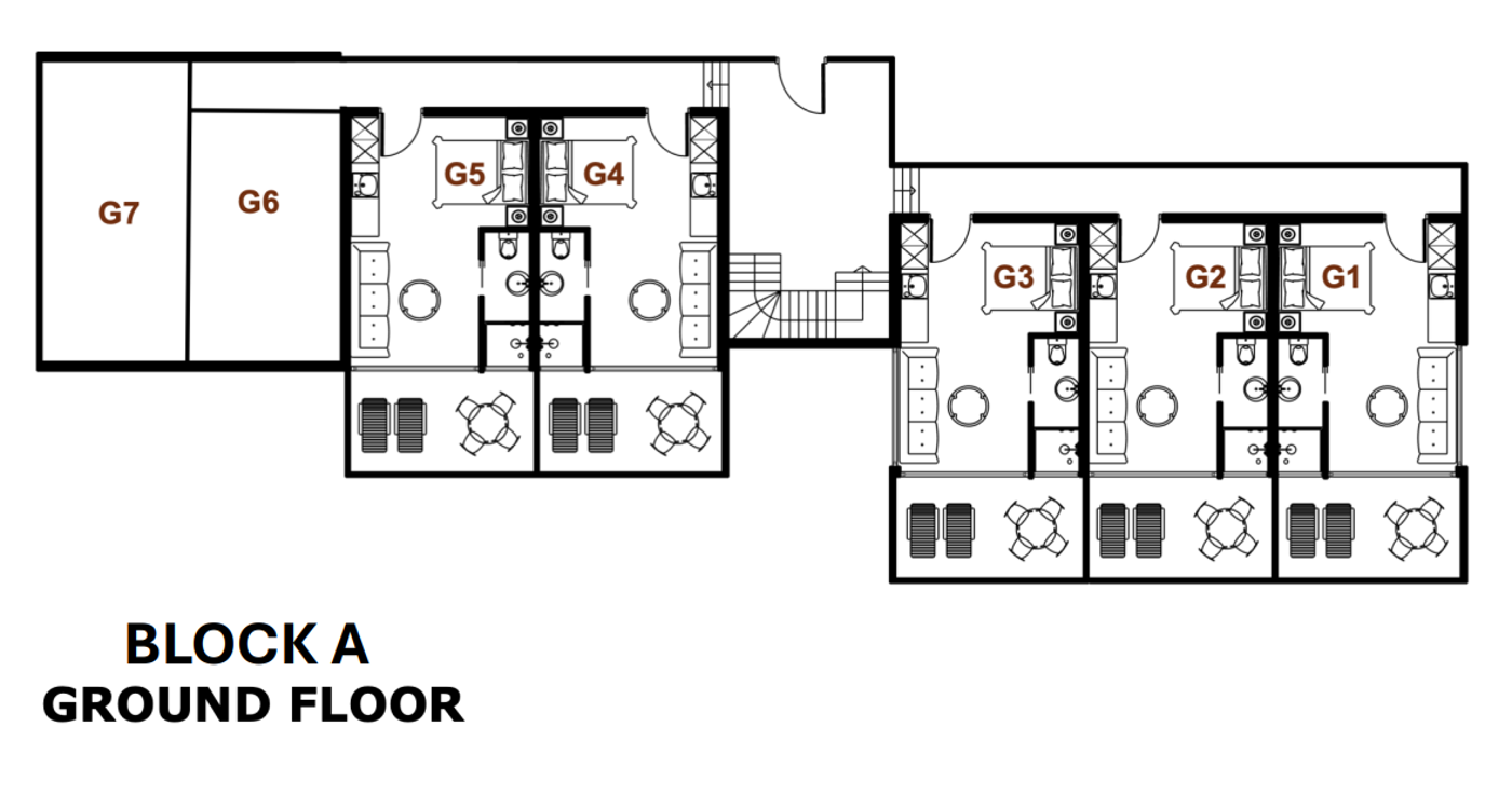 Block A, ground floor, G1 to G6.