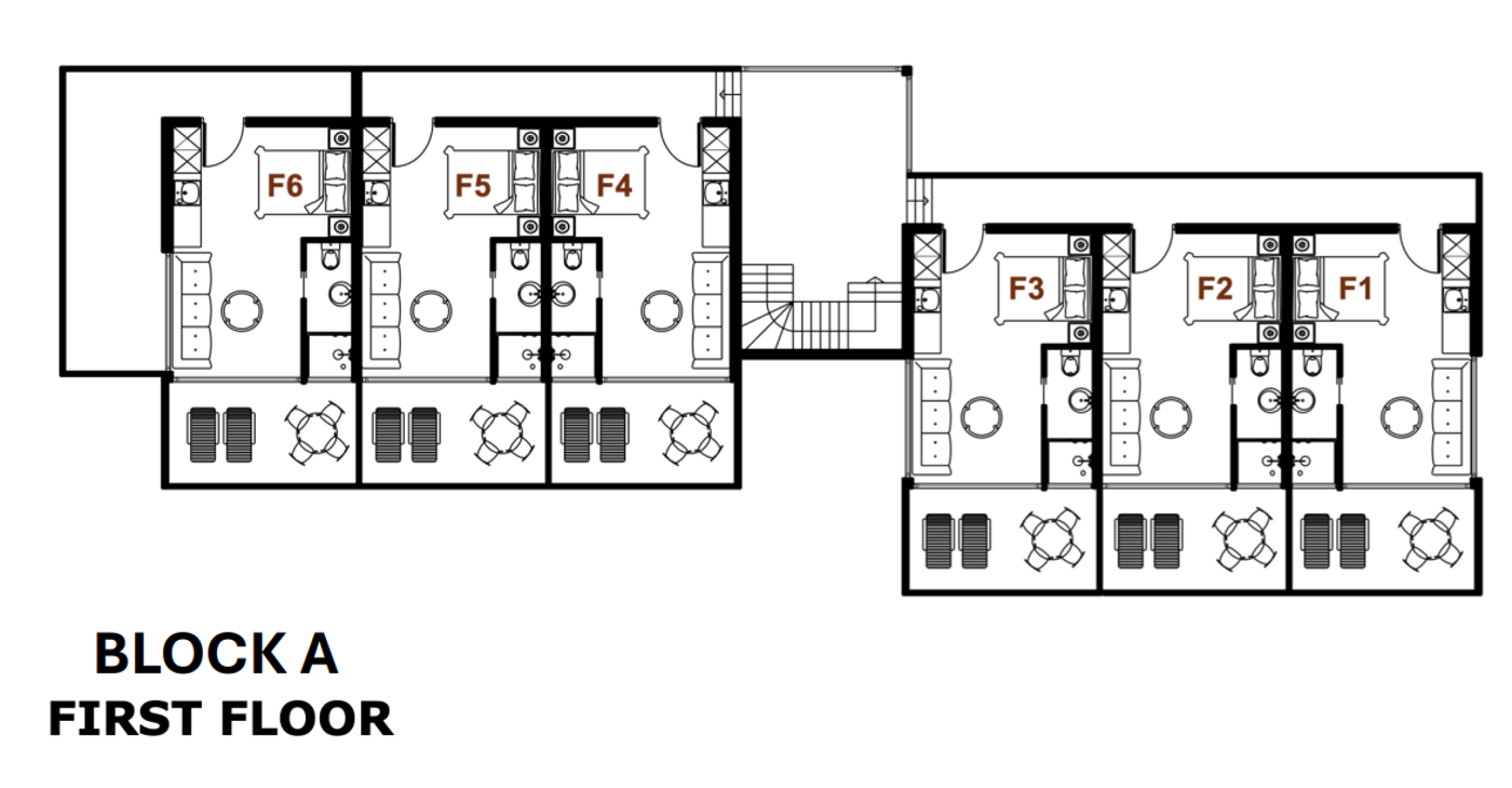 Block A, first floor, F1 to F6.