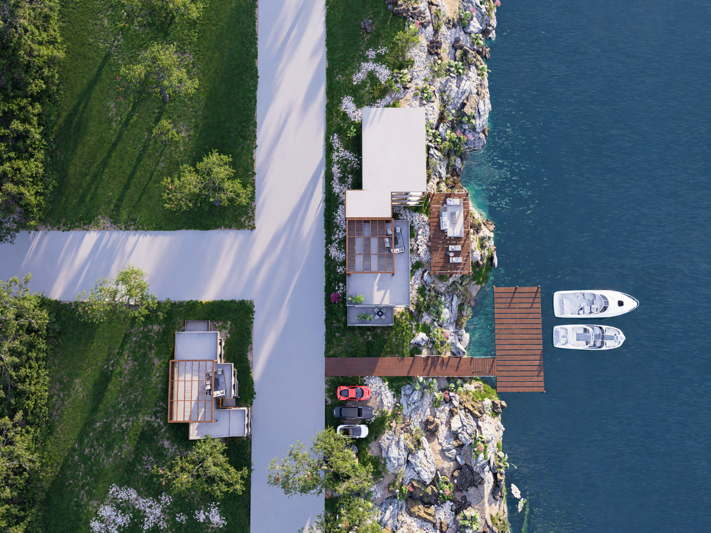 The mini marina and the stair deck.